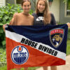 Panthers vs Oilers House Divided Flag, NHL House Divided Flag 2 Panthers vs Oilers House Divided Flag, NHL House Divided Flag