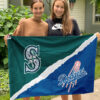 Mariners vs Dodgers House Divided Flag, MLB House Divided Flag