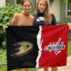 Ducks vs Capitals House Divided Flag, NHL House Divided Flag 2 Ducks vs Capitals House Divided Flag, NHL House Divided Flag