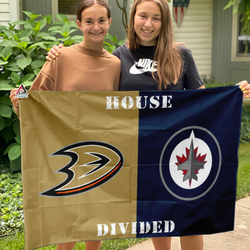 Ducks vs Jets House Divided Flag, NHL House Divided Flag