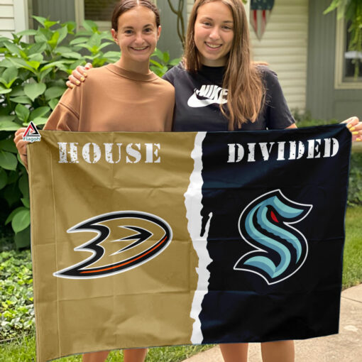 Ducks vs Kraken House Divided Flag, NHL House Divided Flag Ducks vs Kraken House Divided Flag, NHL House Divided Flag
