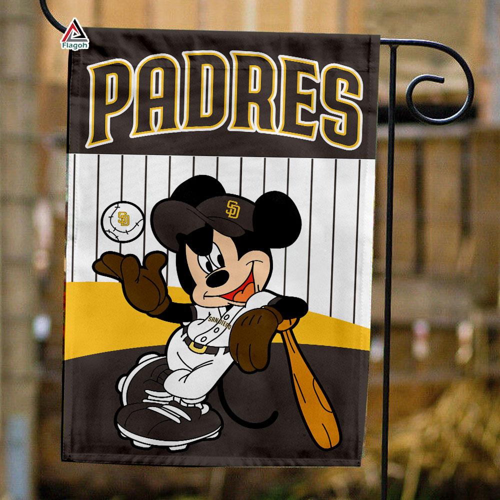 San Diego Padres x Mickey Baseball Flag, MLB Premium Flag San Diego Padres x Mickey Baseball Flag, MLB Premium Flag