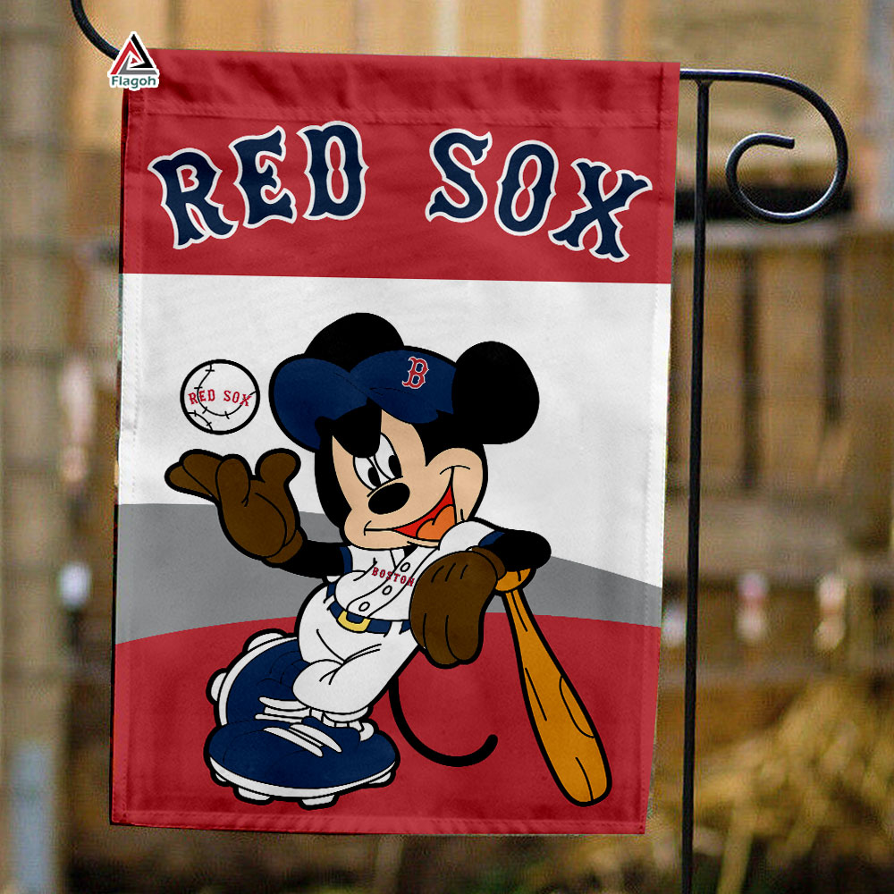 Boston Red Sox x Mickey Baseball Flag, MLB Premium Flag Boston Red Sox x Mickey Baseball Flag, MLB Premium Flag
