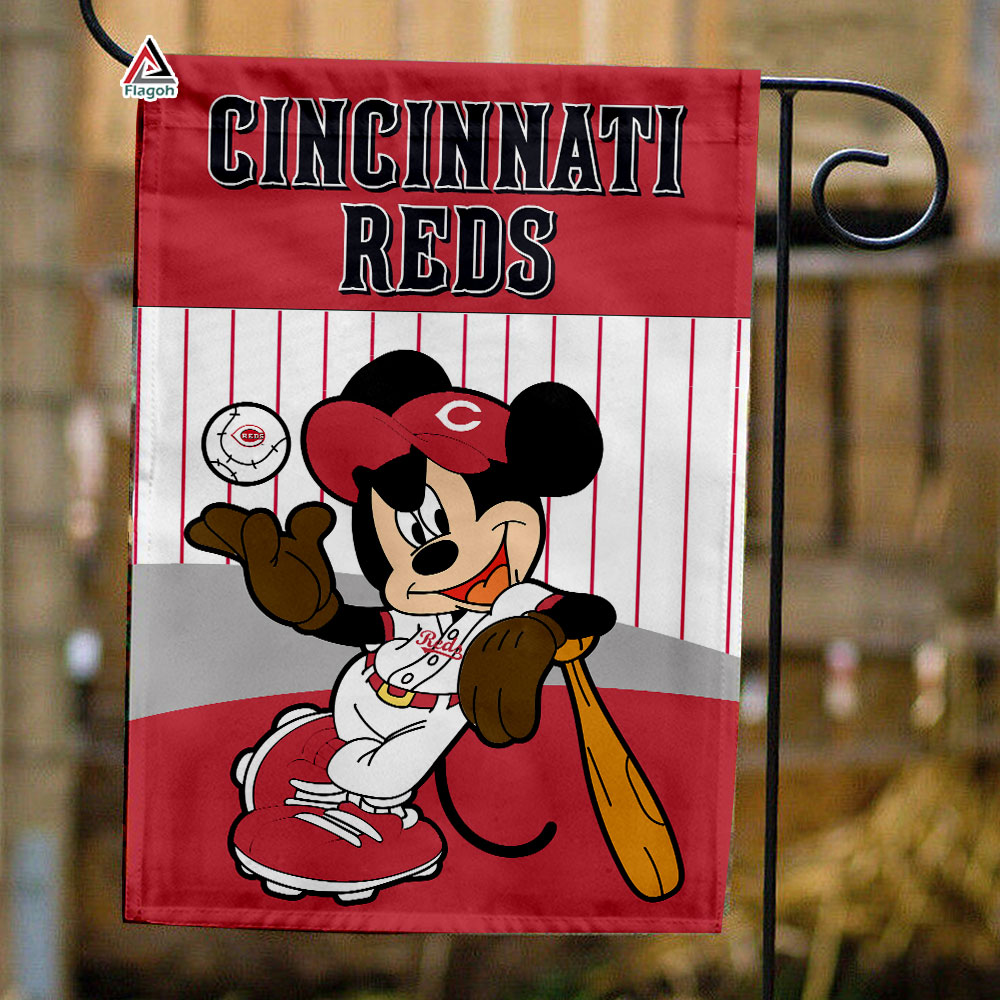 Cincinnati Reds x Mickey Baseball Flag, MLB Premium Flag Cincinnati Reds x Mickey Baseball Flag, MLB Premium Flag