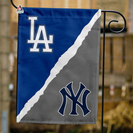 Dodgers vs Yankees House Divided Flag, MLB House Divided Flag