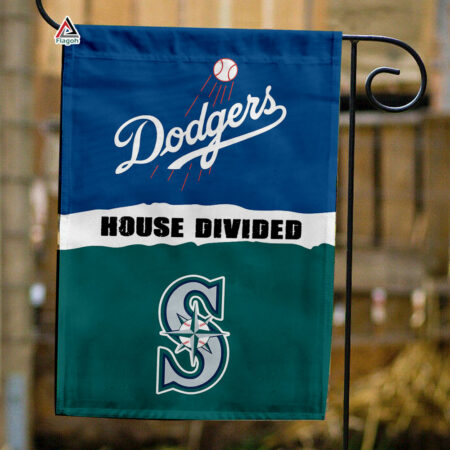 Dodgers vs Mariners House Divided Flag, MLB House Divided Flag