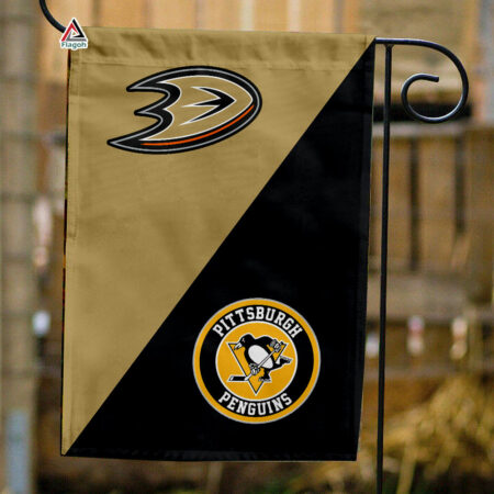 Ducks vs Penguins House Divided Flag, NHL House Divided Flag