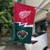 Red Wings vs Wild House Divided Flag, NHL House Divided Flag 1 Red Wings vs Wild House Divided Flag, NHL House Divided Flag