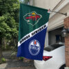 Wild vs Oilers House Divided Flag, NHL House Divided Flag