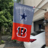 Cowboys vs Bengals House Divided Flag, NFL House Divided Flag 1 Cowboys vs Bengals House Divided Flag, NFL House Divided Flag