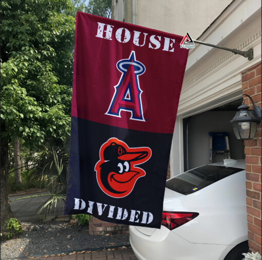 Angels vs Orioles House Divided Flag, MLB House Divided Flag Angels vs Orioles House Divided Flag, MLB House Divided Flag