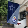 Cowboys vs Steelers House Divided Flag, NFL House Divided Flag 1 Cowboys vs Steelers House Divided Flag, NFL House Divided Flag