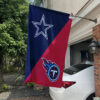 Cowboys vs Titans House Divided Flag, NFL House Divided Flag 1 Cowboys vs Titans House Divided Flag, NFL House Divided Flag