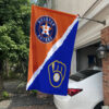 Astros vs Brewers House Divided Flag, MLB House Divided Flag 1 Astros vs Brewers House Divided Flag, MLB House Divided Flag