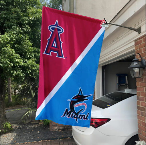 Angels vs Marlins House Divided Flag, MLB House Divided Flag Angels vs Marlins House Divided Flag, MLB House Divided Flag