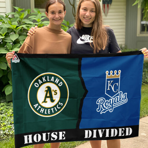 Athletics vs Royals House Divided Flag, MLB House Divided Flag Athletics vs Royals House Divided Flag, MLB House Divided Flag