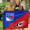 Rangers vs Hurricanes House Divided Flag, NHL House Divided Flag 2 Rangers vs Hurricanes House Divided Flag, NHL House Divided Flag