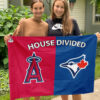 Angels vs Blue Jays House Divided Flag, MLB House Divided Flag 2 Angels vs Blue Jays House Divided Flag, MLB House Divided Flag