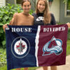 Jets vs Avalanche House Divided Flag, NHL House Divided Flag 2 Jets vs Avalanche House Divided Flag, NHL House Divided Flag