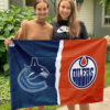 Canucks vs Oilers House Divided Flag, NHL House Divided Flag