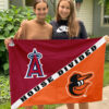 Angels vs Orioles House Divided Flag, MLB House Divided Flag 2 Angels vs Orioles House Divided Flag, MLB House Divided Flag