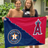 Angels vs Astros House Divided Flag, MLB House Divided Flag 2 Angels vs Astros House Divided Flag, MLB House Divided Flag