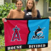 Angels vs Marlins House Divided Flag, MLB House Divided Flag 2 Angels vs Marlins House Divided Flag, MLB House Divided Flag