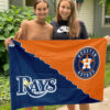 Astros vs Rays House Divided Flag, MLB House Divided Flag 2 Astros vs Rays House Divided Flag, MLB House Divided Flag