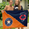 Twins vs Astros House Divided Flag, MLB House Divided Flag