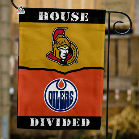 Senators vs Oilers House Divided Flag, NHL House Divided Flag