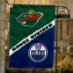 Wild vs Oilers House Divided Flag, NHL House Divided Flag