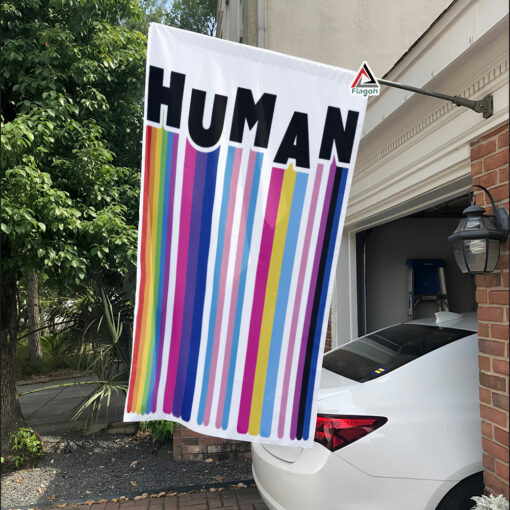 Human Bar Code Flag, LGBT Pride Gathering Parade Flag, We Are All Human House Flag