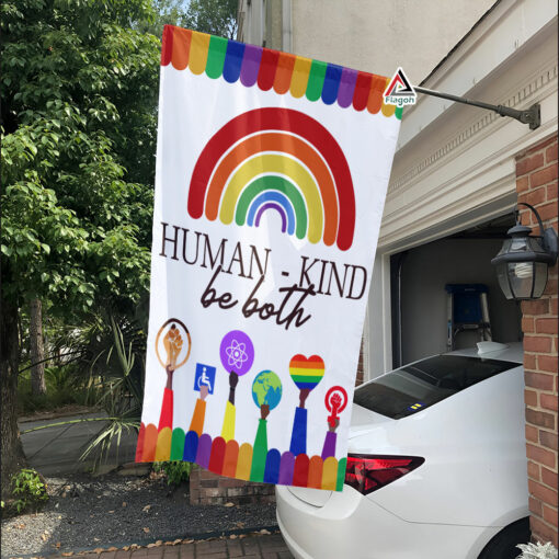 Human Kind Be Kind Rainbow Flag, LGBT Lesbian Gay Transgender Pansexual Stuff Pride Flag