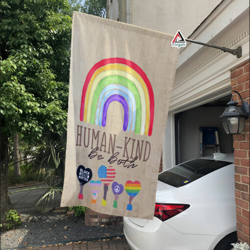 Human Kind Be Both Welcome Garden Flag, Yard Outdoor Farmhouse Decorations, Be Kind Flag Gift