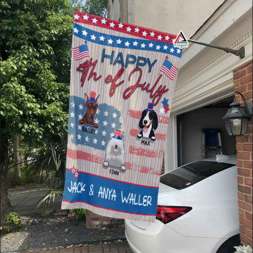 Happy 4th Of July Flags, Personalized Dog Decorative Garden Flag, Custom Patriotic Flag For Pet Lovers Happy 4th Of July Flags, Personalized Dog Decorative Garden Flag, Custom Patriotic Flag For Pet Lovers