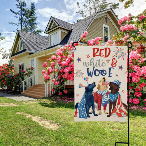 Red White and Woof Flag, Retriever Dog Breed Patriotic Flag, Happy America 4th Of July Flag Red White and Woof Flag, Retriever Dog Breed Patriotic Flag, Happy America 4th Of July Flag
