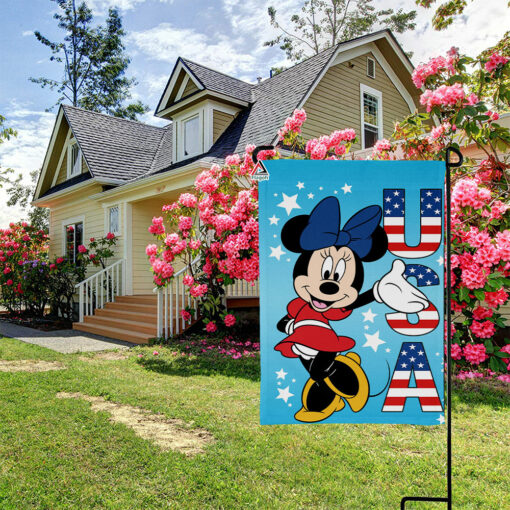 Minnie Mouse American Welcome Garden Flag, Patriotic USA Disney Flag