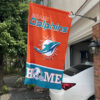Miami Dolphins Football Flag, T.D. Mascot Personalized Football Fan Welcome Flags, Custom Family Name NFL Decor