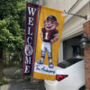 Washington Commanders Football Flag, Major Tuddy Mascot Personalized Football Fan Welcome Flags, Custom Family Name NFL Decor 7 3 Washington Commanders WelcomeCustom Names Back