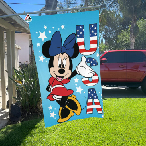 Minnie Mouse American Welcome Garden Flag, Patriotic USA Disney Flag