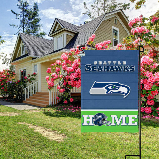 Seattle Seahawks Football Flag, Blitz Mascot Personalized Football Fan Welcome Flags, Custom Family Name NFL Decor