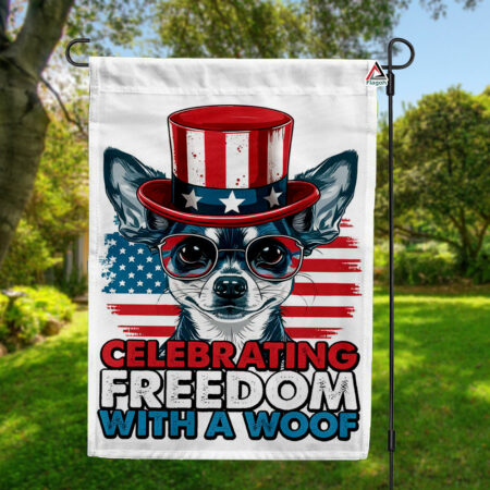 Celebrating Freedom with a Woof American Flag, Chihuahua Dog Breed Patrotic USA Flag