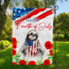 Sloth Patriotic 4th Of July American Flag, Sloth Happy Independence Day Flag