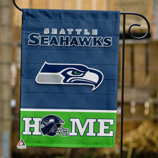 Seattle Seahawks Football Flag, Blitz Mascot Personalized Football Fan Welcome Flags, Custom Family Name NFL Decor