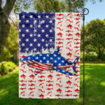 Shark Patriotic July 4th Garden Flag, American Shark Freedom Day