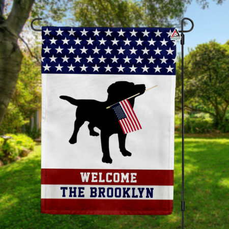 Welcome Personalized Labrador Retriever Lovers Garden Flag, Custom Family Name Americana Flag
