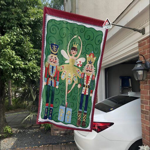 Christmas Nutcracker Garden Flag, Nutcracker Art Ballet Fairy Garden Flag, Xmas Winter Holiday Decor
