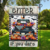 Enter if You Dare Flag, Trick or Treat Home Decor, Funny Halloween Garden Flag