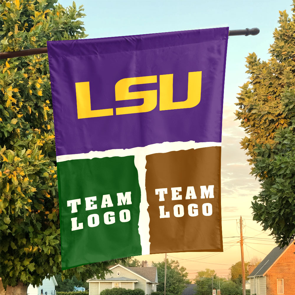 Fighting Tigers vs Custom Team House Divided Flag, Custom Game Day Flag Fighting Tigers vs Custom Team House Divided Flag, Custom Game Day Flag