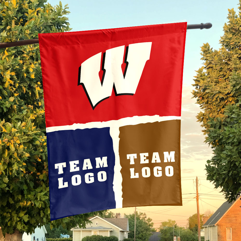 Badgers vs Custom Team House Divided Flag, Custom Game Day Flag Badgers vs Custom Team House Divided Flag, Custom Game Day Flag